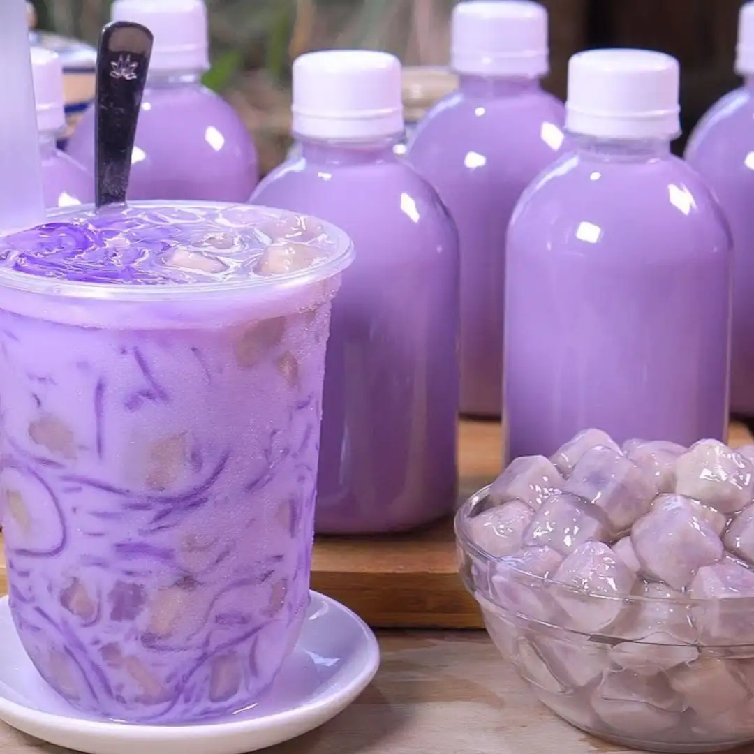 học cách làm thạch khoai môn trà sữa