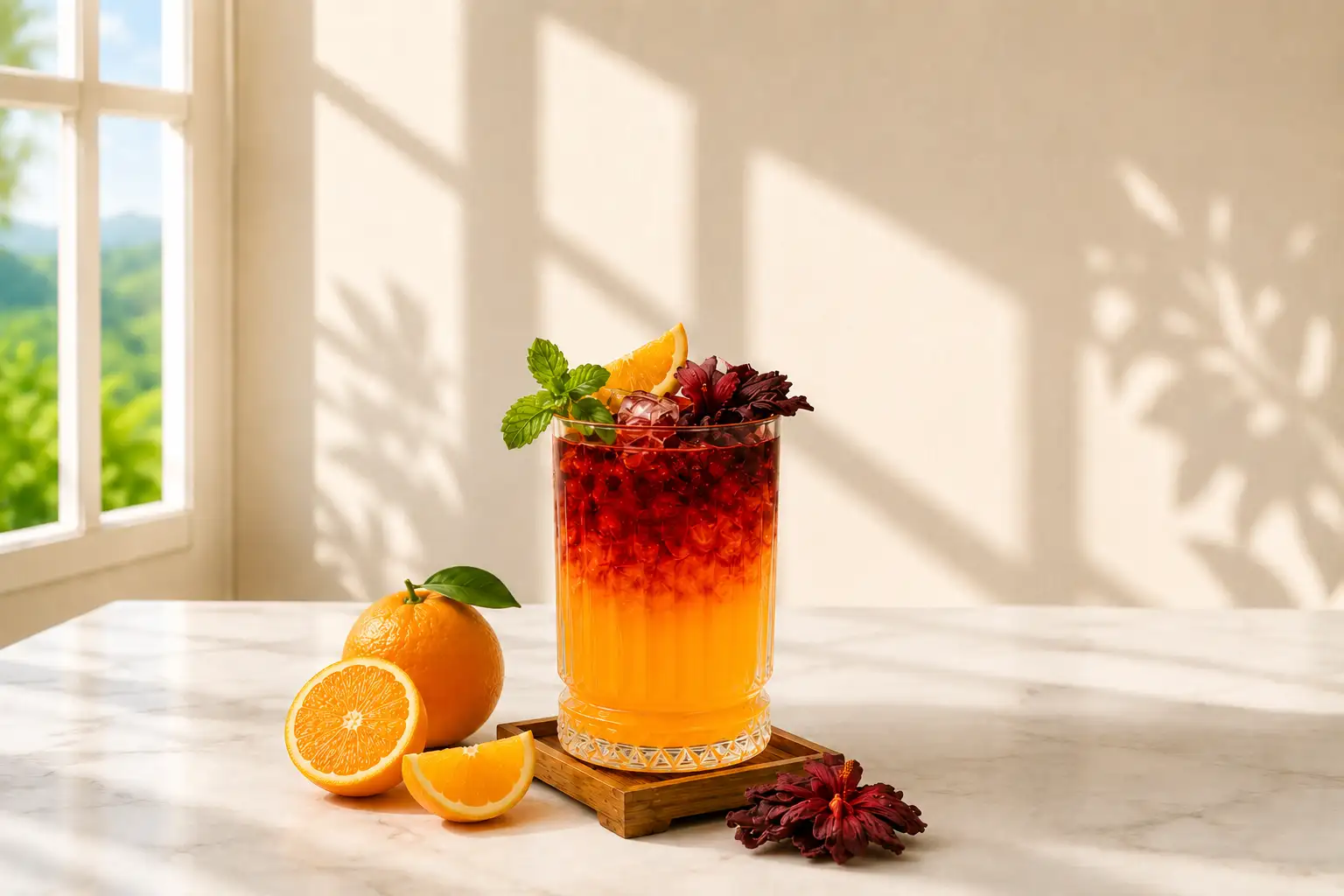 Công thức Trà Quýt Hibiscus chuẩn với Trà Lài Công Tước