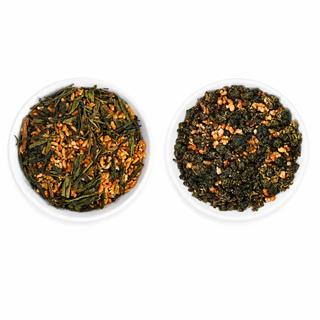 So sánh trà Oolong gạo rang và trà xanh gạo rang