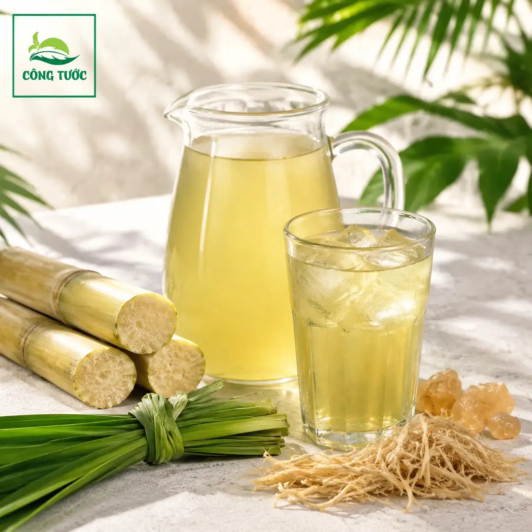 Cách Nấu Nước Mía Lau Rễ Tranh Lá Dứa Thơm Dịu