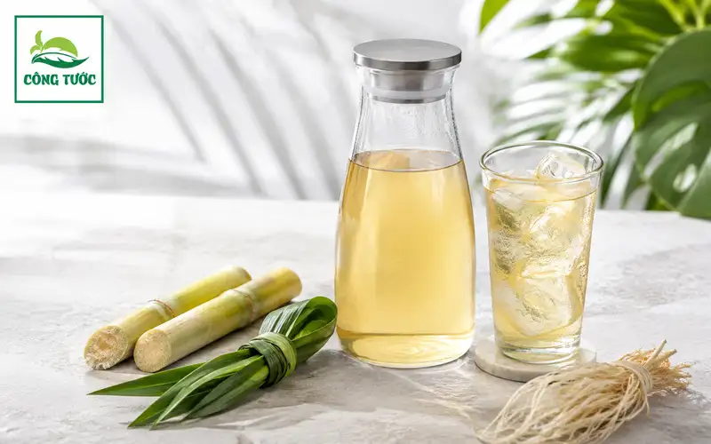  Nước Mía Lau Rễ Tranh Lá Dứa 