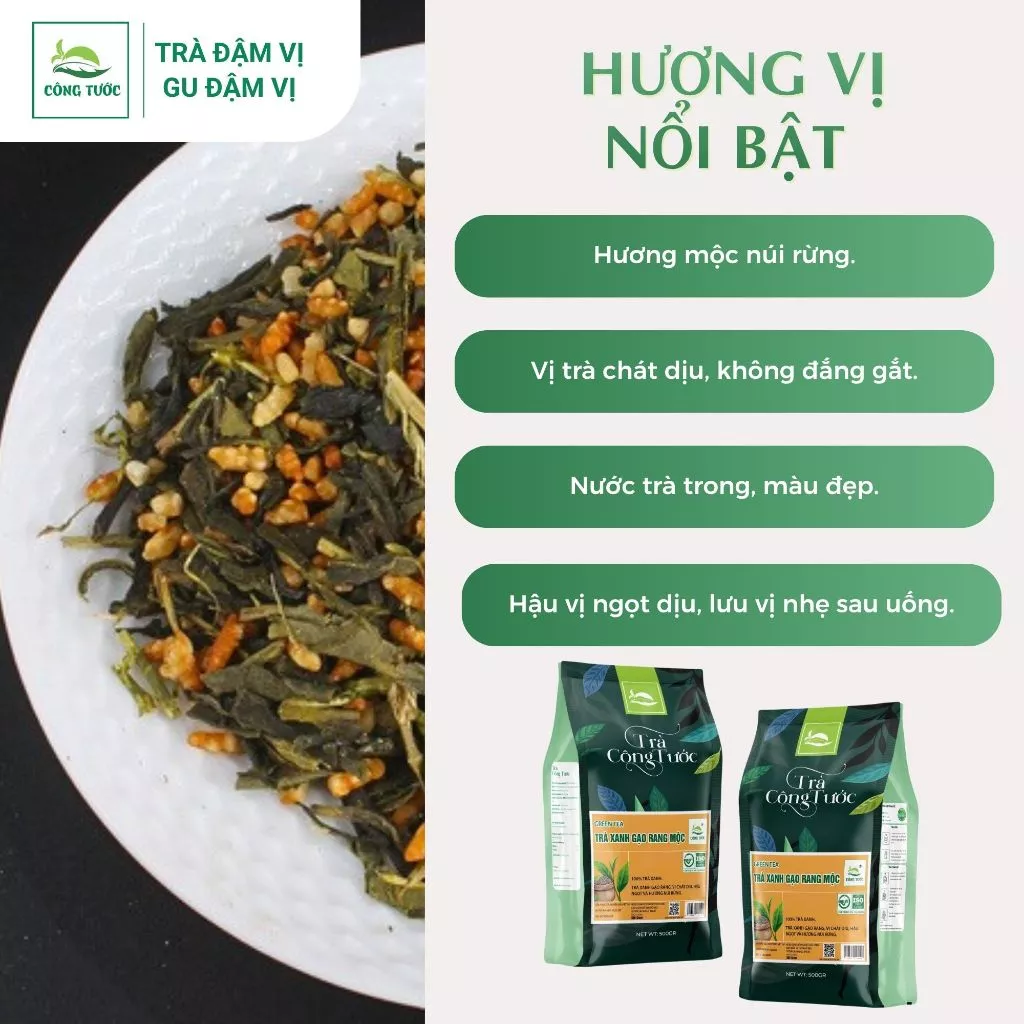 Trà Xanh Gạo Rang Mộc